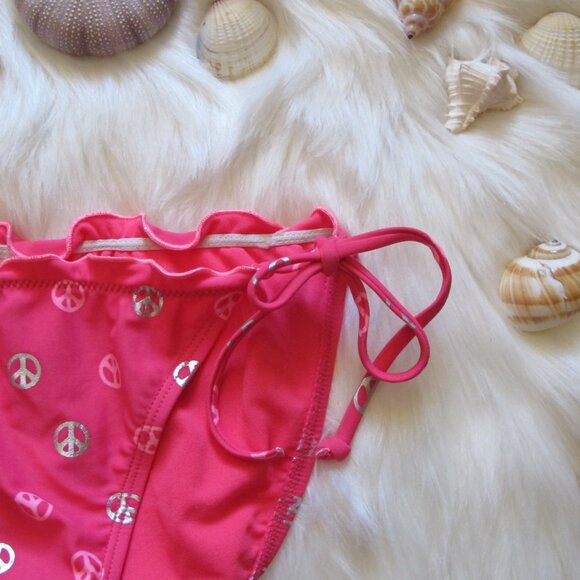 3/$15 Hot Pink Barbie Peace String Bikini - Picture 6 of 8